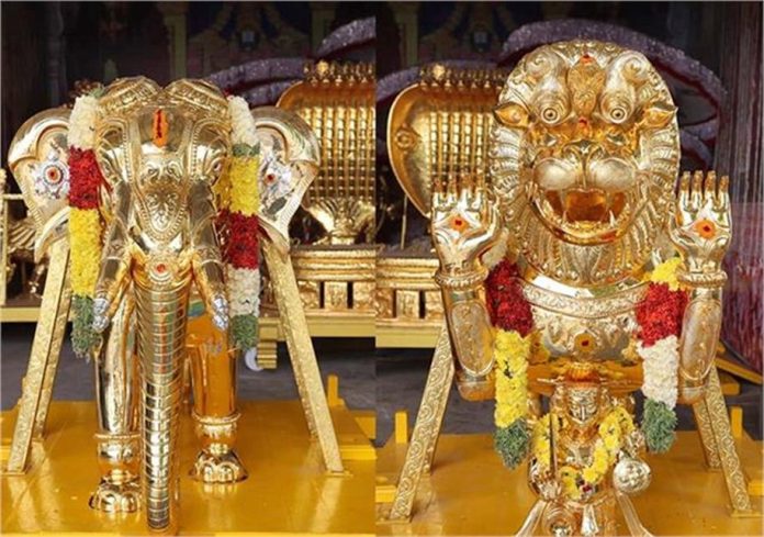 TTD मंदिर में 40 लाख का भव्य दान: भक्तों ने सोने की परत चढ़े हाथी और शेर के वाहन दान किए