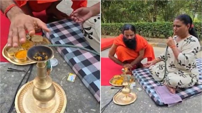 बाबा रामदेव का ‘आयुर्वेदिक हुक्का’ सोशल मीडिया पर वायरल; बंद नाक और खांसी में राहत का दावा
